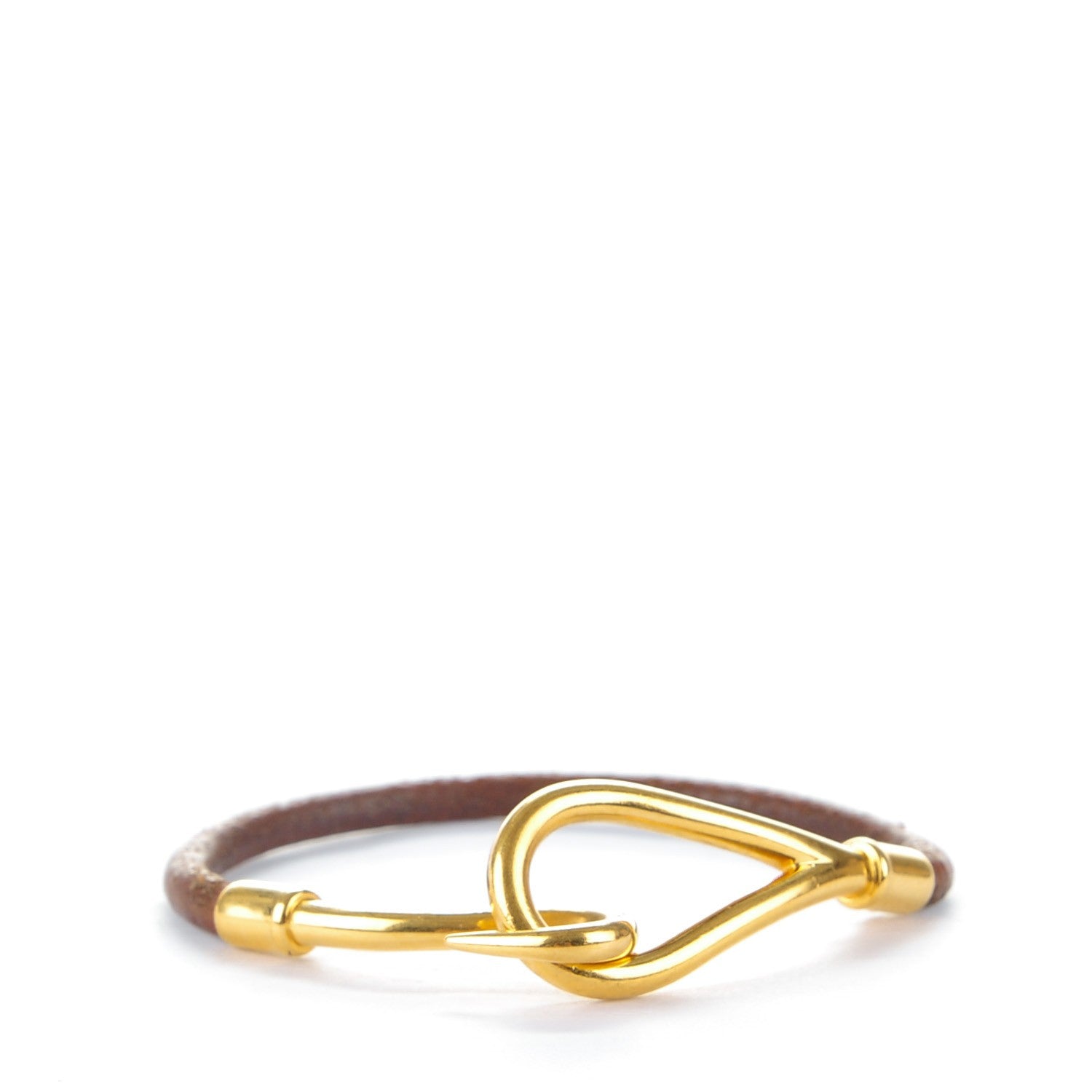 Hermes Leather Jumbo Hook Bracelet Brown 1 of 4