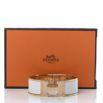Hermes Enamel Wide Clic Clac H Bracelet GM White 7 of 7