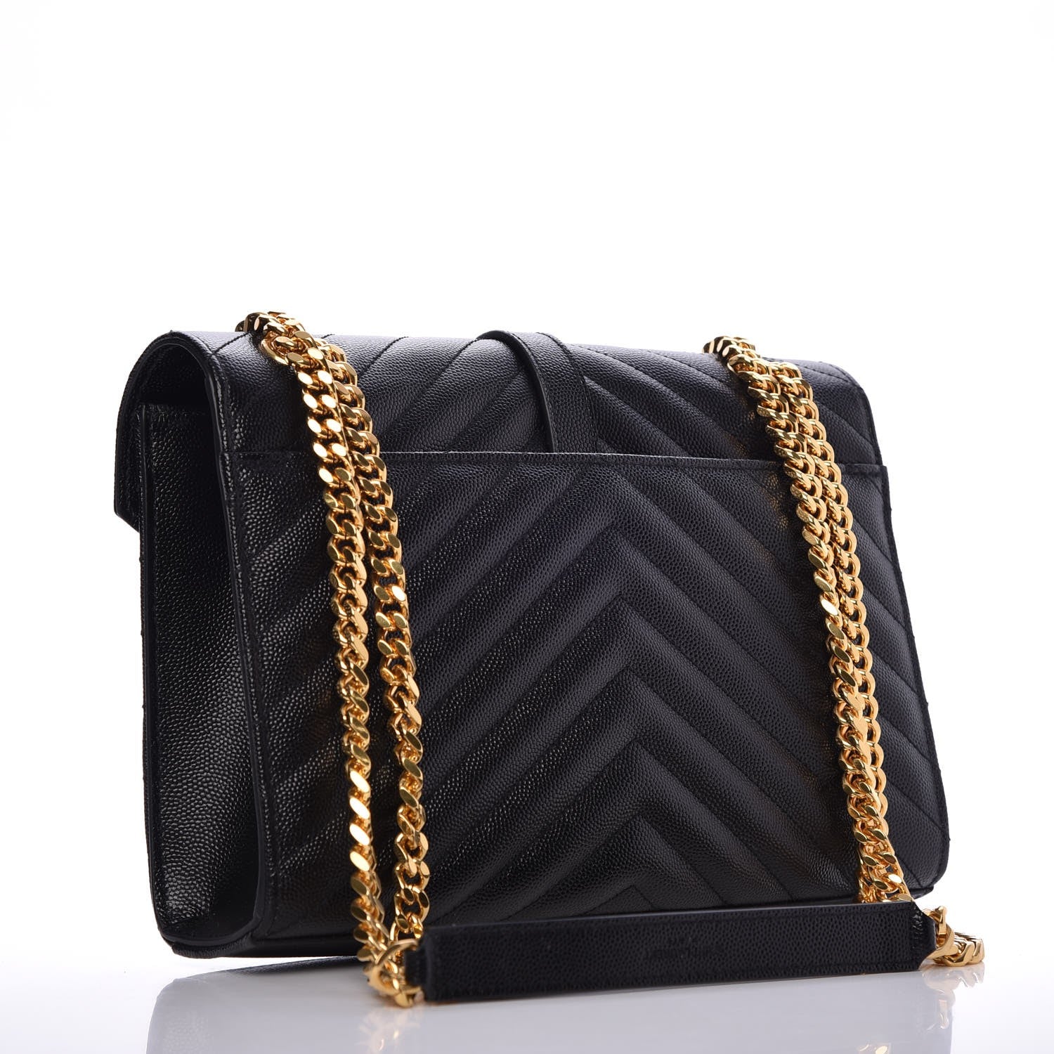 Saint Laurent Grain De Poudre Matelasse Chevron Medium Monogram Satchel Black 3 of 8