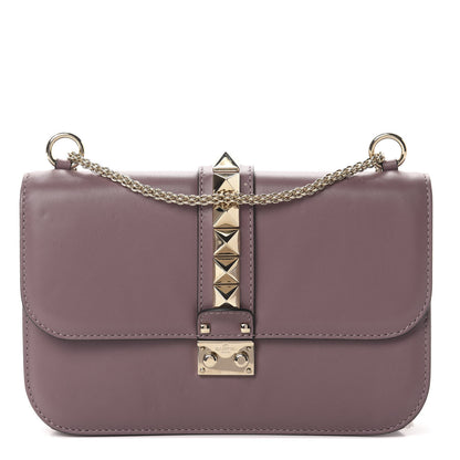 Valentino Garavani Vitello Medium Glam Lock Rockstud Flap Dark Mauve 1 of 12