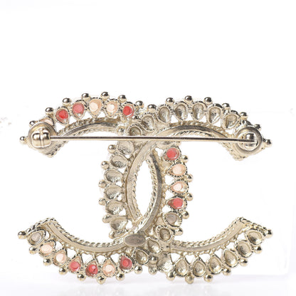 Chanel Pearl Gripoix CC Brooch Gold Multicolor 2 of 3