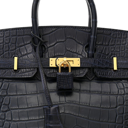 Hermes Matte Alligator Birkin 25 Bleu Indigo 8 of 11