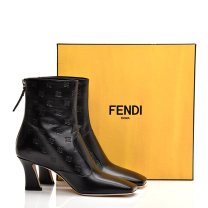 Fendi Vitello Karligraphy Embossed FFreedom Ankle Boots 39 Black 11 of 11