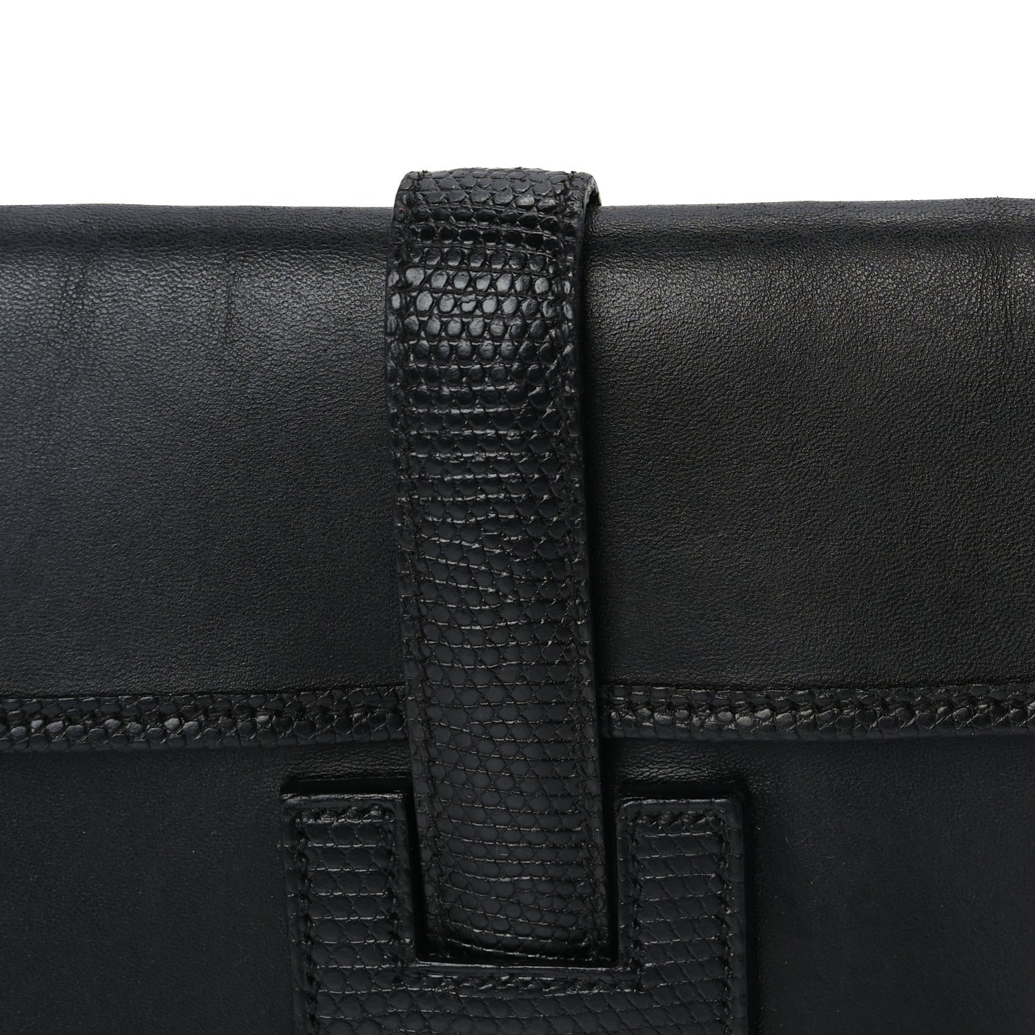 Hermes Swift Lizard Varanus Niloticus Jige Elan Touch 29 Clutch  Black 8 of 9