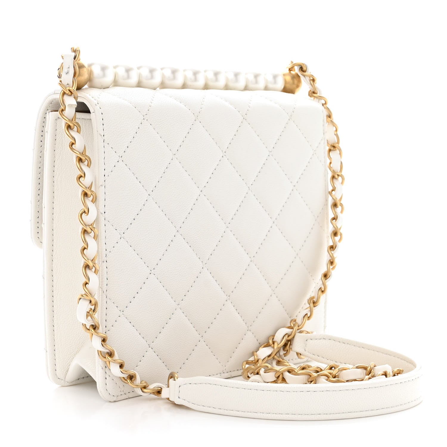 Chanel Goatskin Quilted Chic Pearls Flap White 3 of 10