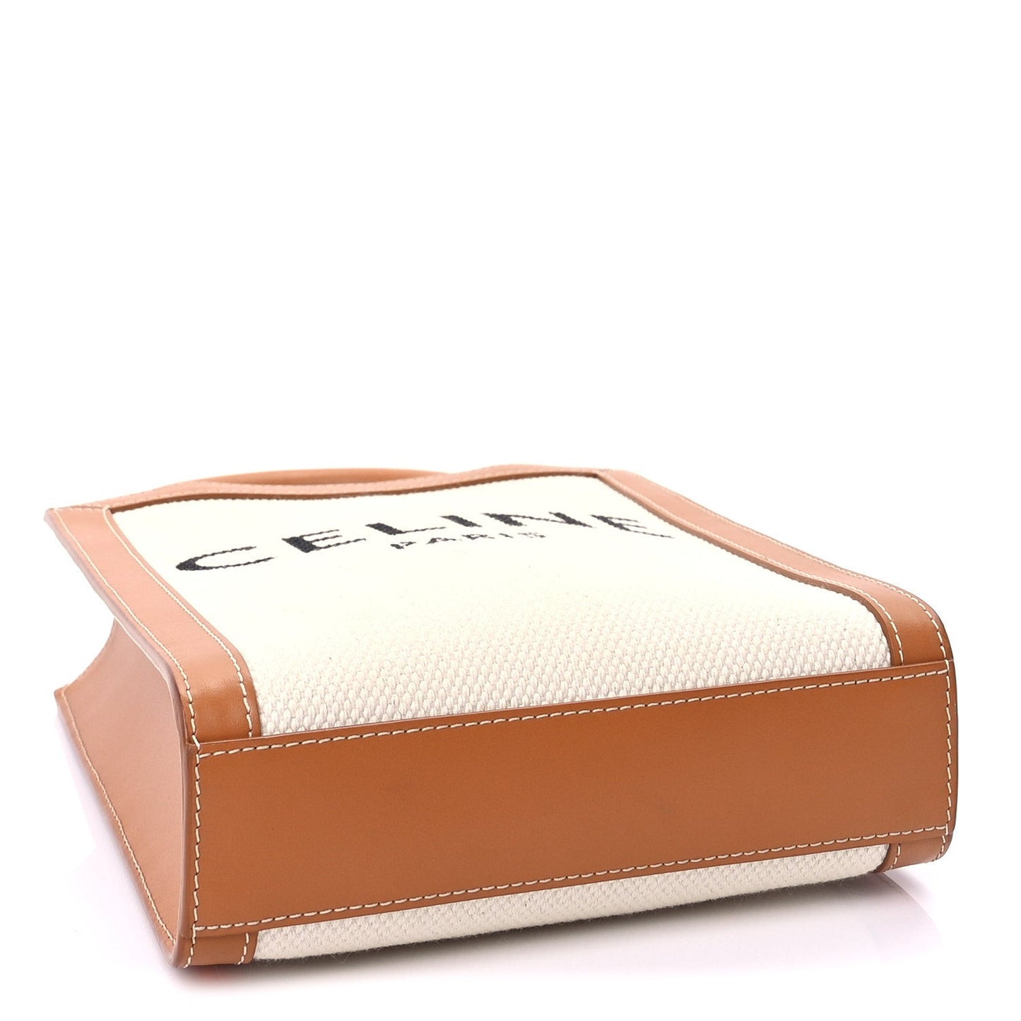 Canvas Calfskin Mini Vertical Cabas Natural Tan
