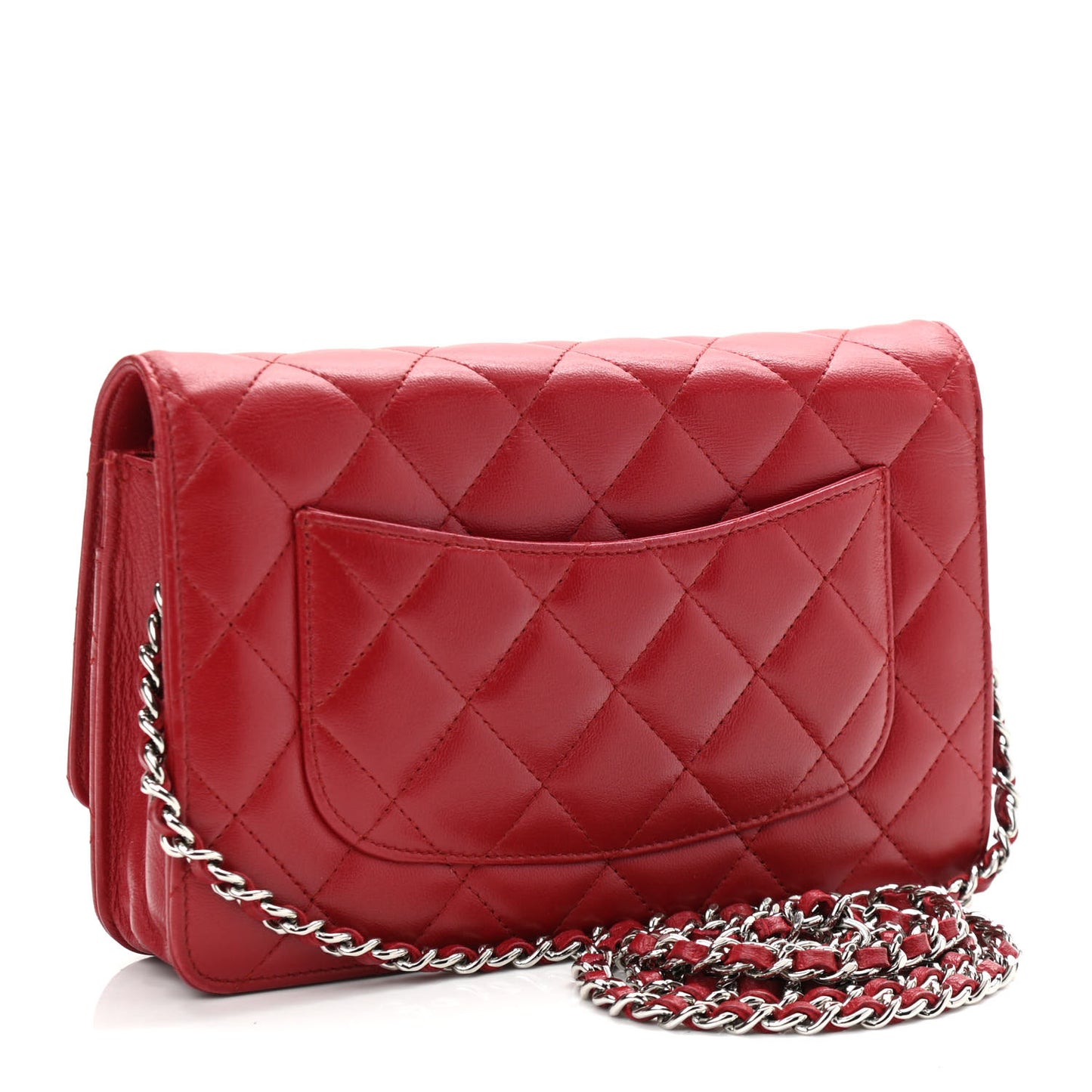 Lambskin Quilted Wallet On Chain WOC Red