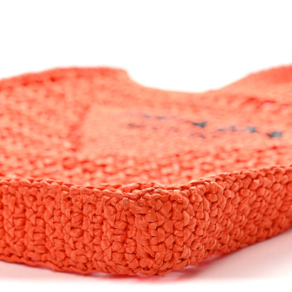 Prada Yarn Raffia Effect Crochet Logo Embroidered Tote Bag Arancio 9 of 9