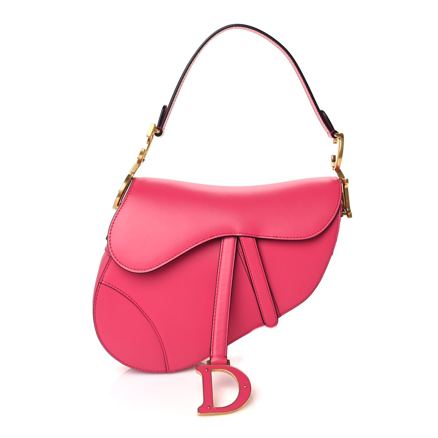 Christian Dior Supple Calfskin Saddle Bag With Strap Passion Pink 1 of 8