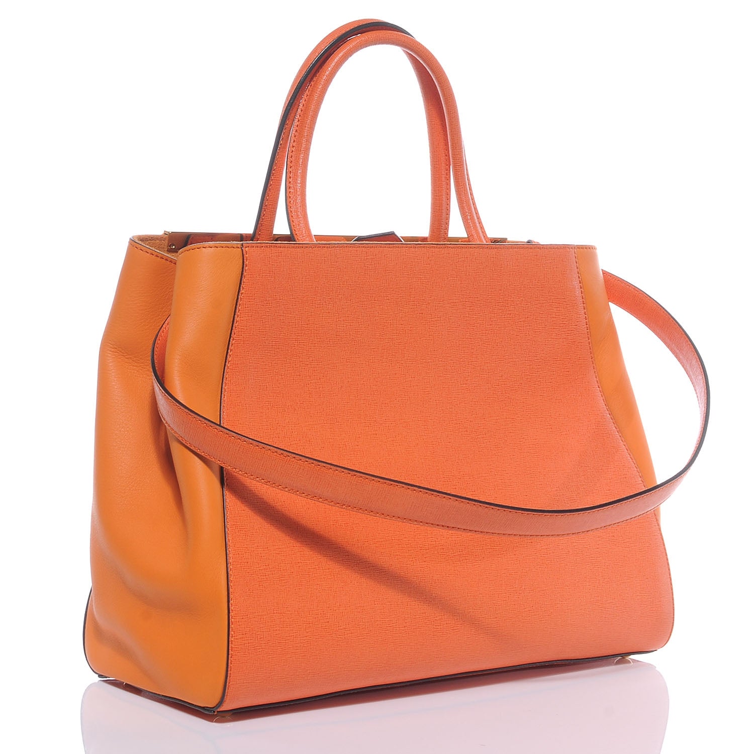 Fendi Vitello Elite Regular 2Jours Tote Arancio 3 of 10