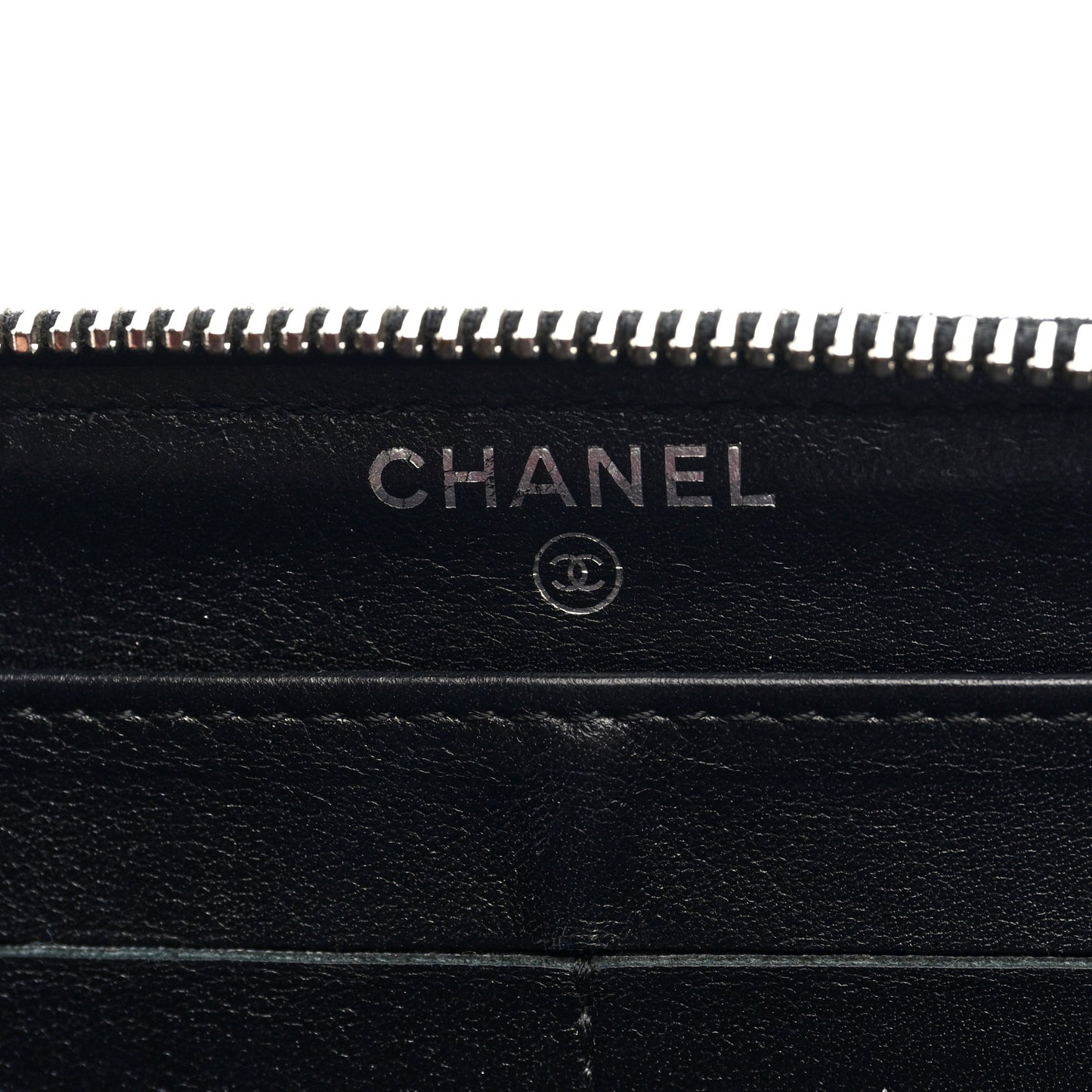 Patent Quilted Zip Around Wallet Black