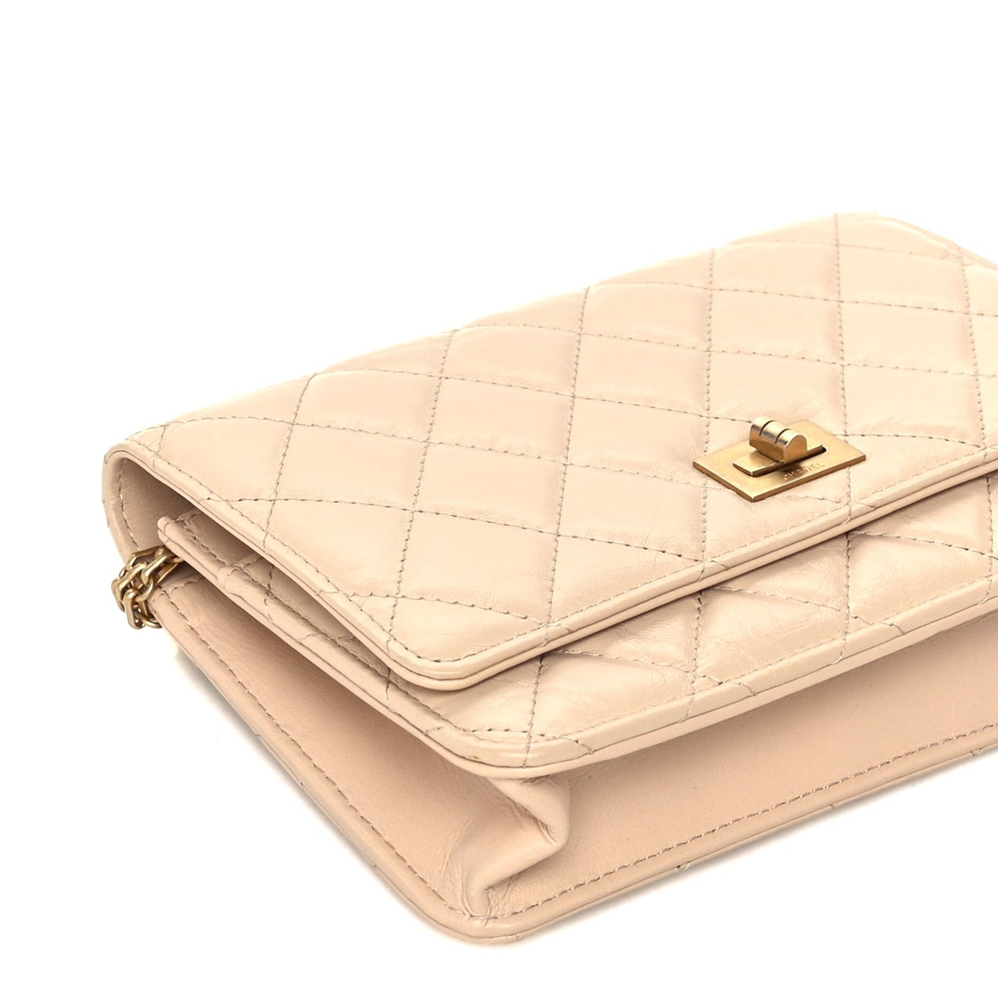 Aged Calfskin Quilted Reissue Wallet On Chain WOC Beige
