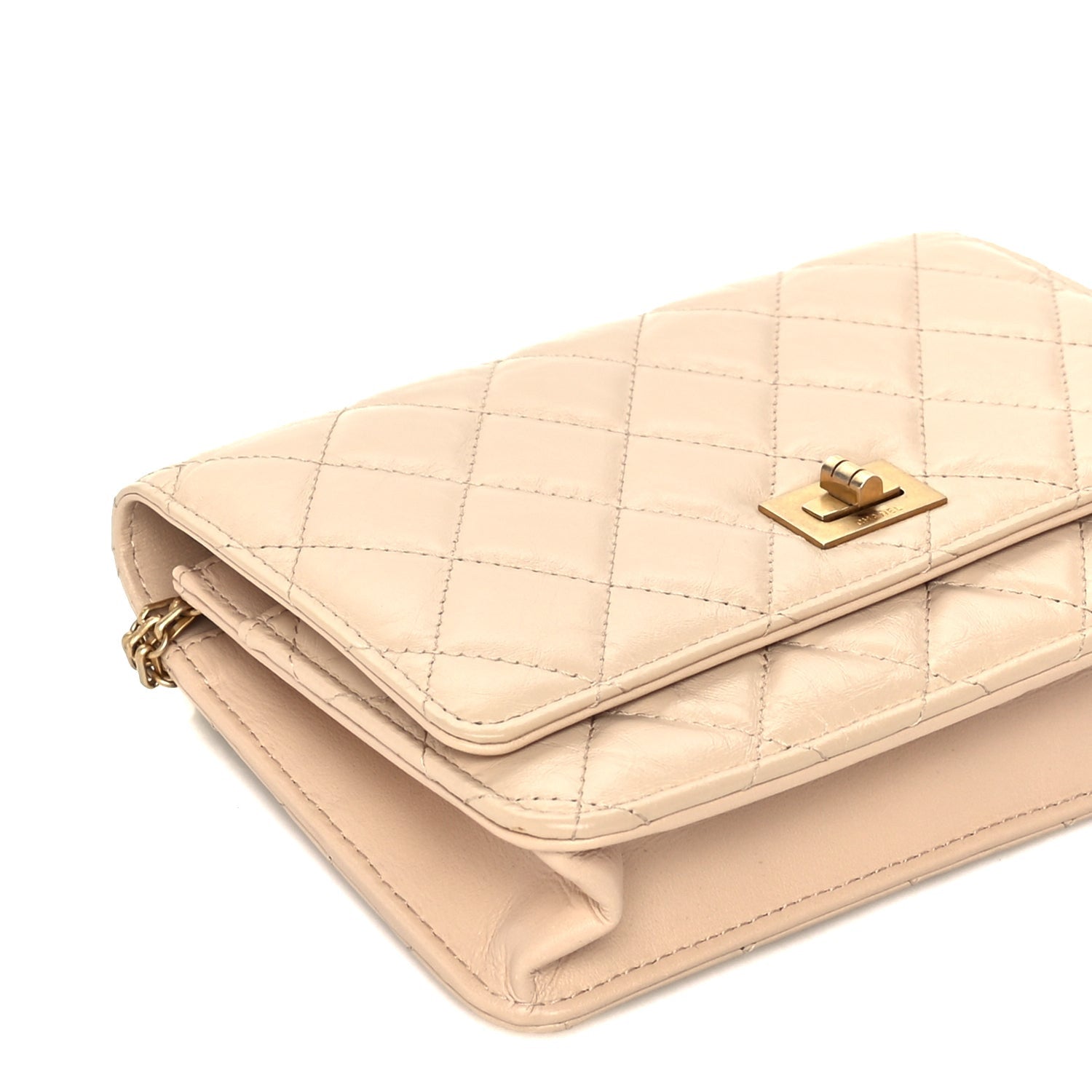 Chanel Aged Calfskin Quilted Reissue Wallet On Chain WOC Beige 8 of 9