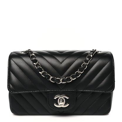 Chanel Lambskin Chevron Quilted Mini Rectangular Flap Black 1 of 15