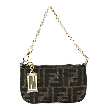 Fendi Fabric Jacquard Mini Flat Pouch  Tobacco Brown Real Ebony 6 of 8