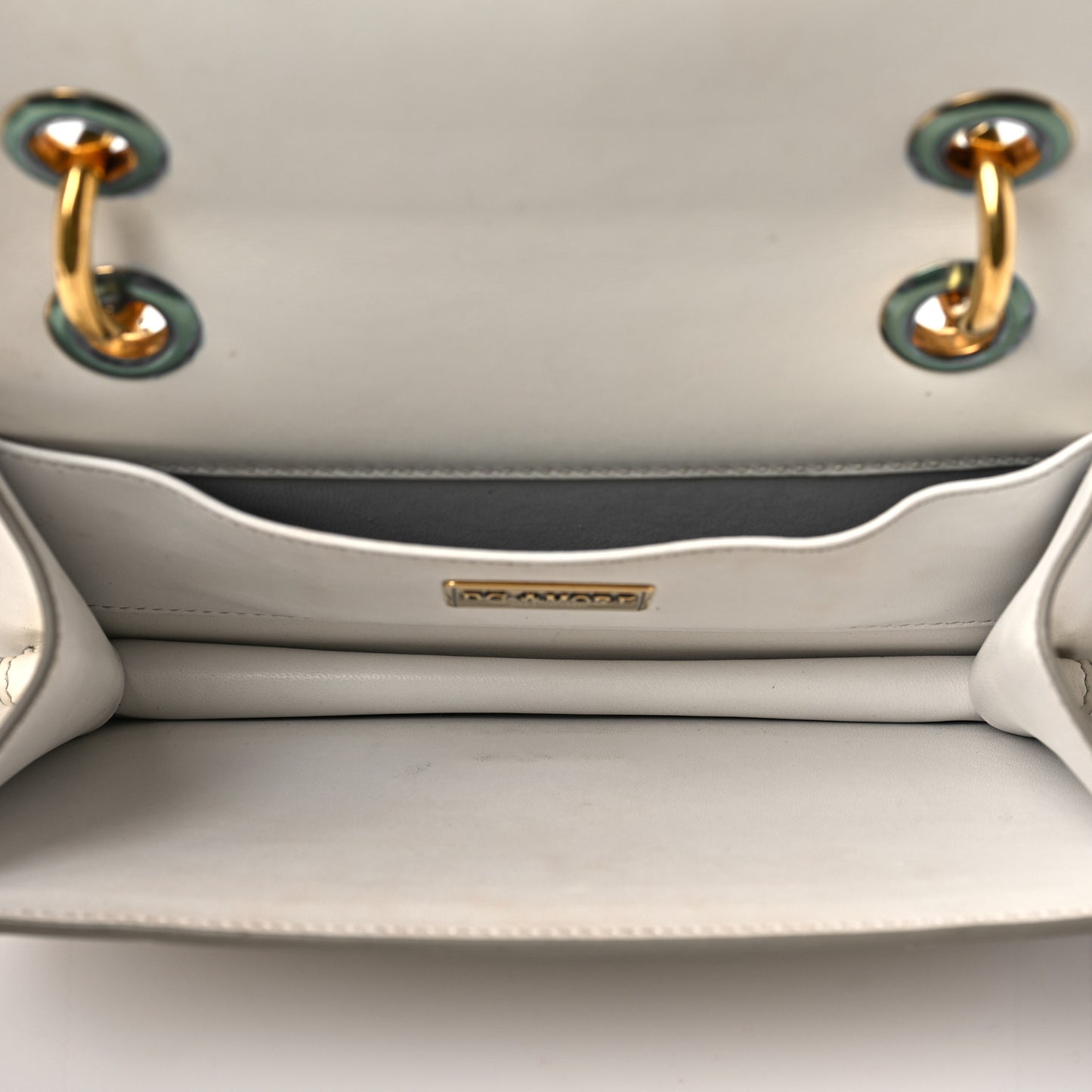 Smooth Calfskin Small DG Amore Envelope Bag White