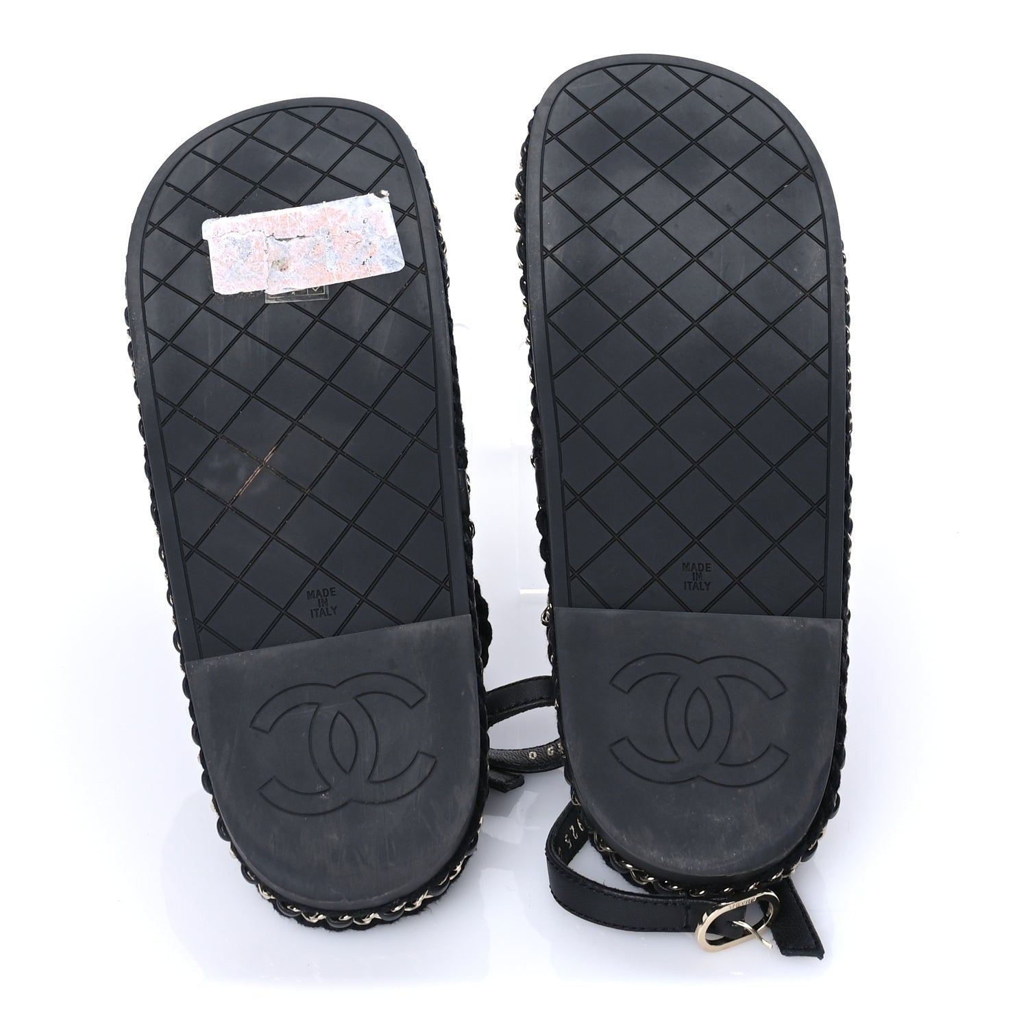 Chanel Lambskin Cord Chain CC Sandals 40 Black 6 of 7