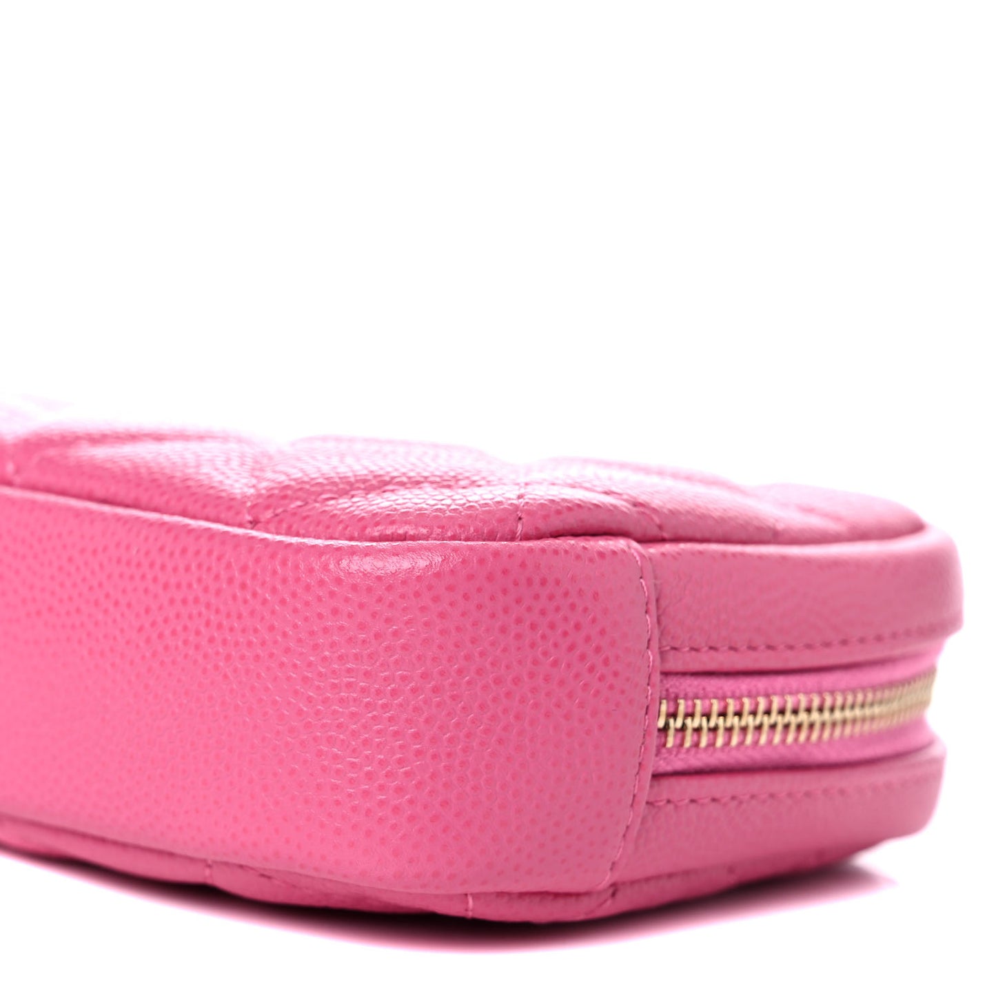 Caviar Quilted Small Curvy Pouch Cosmetic Case Pink