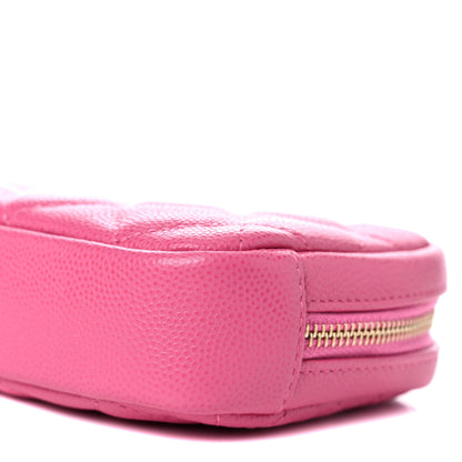 Chanel Caviar Quilted Small Curvy Pouch Cosmetic Case Pink 9 of 10