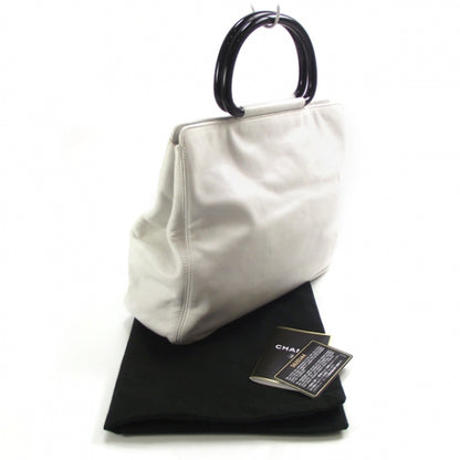 Chanel Leather CC Handle Tote White 3 of 11