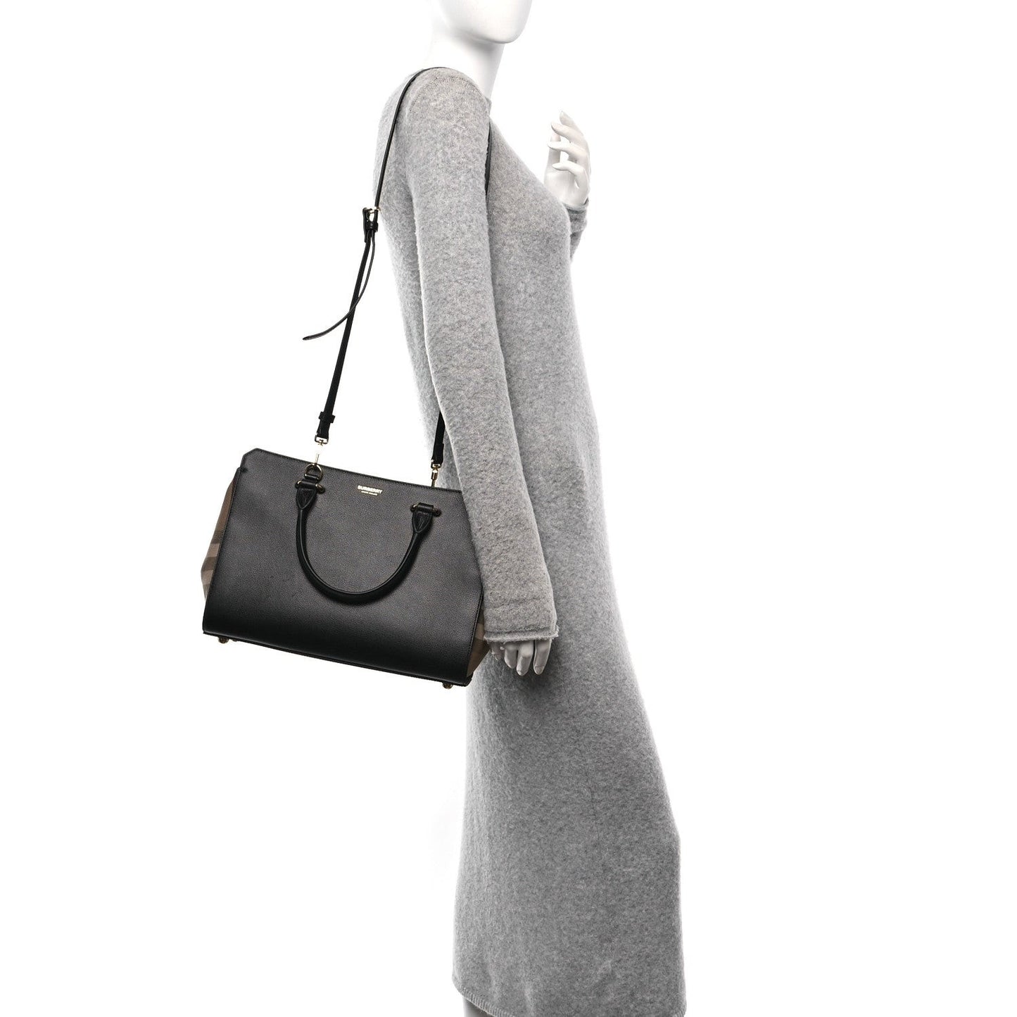 Calfskin Mega Check Small Banwell Tote Black