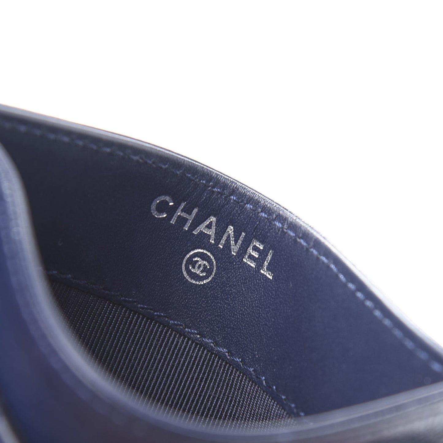 Caviar Chevron Quilted Card Holder Navy