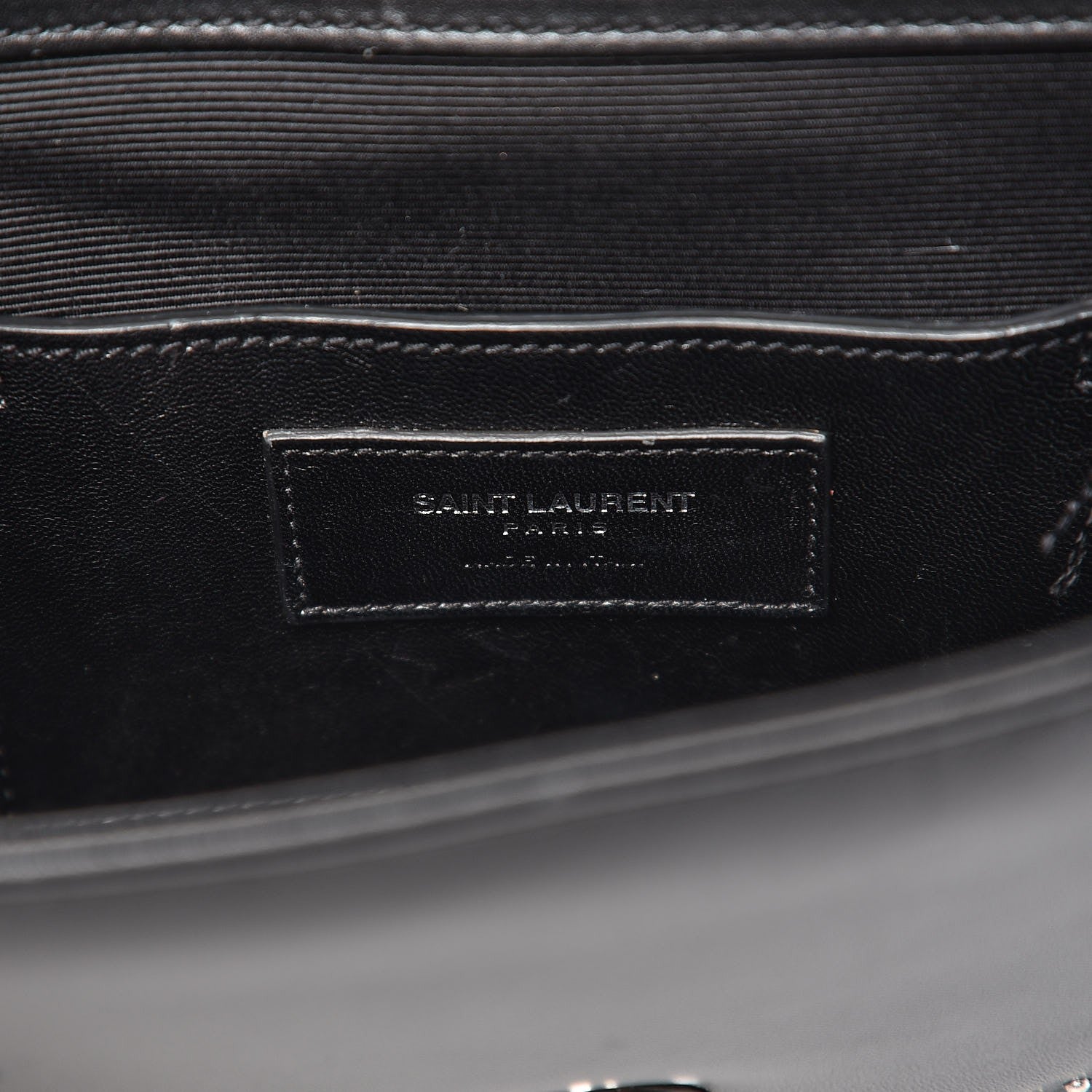 Saint Laurent Lambskin Matelasse Chevron Studded Medium Monogram Satchel Black 7 of 11