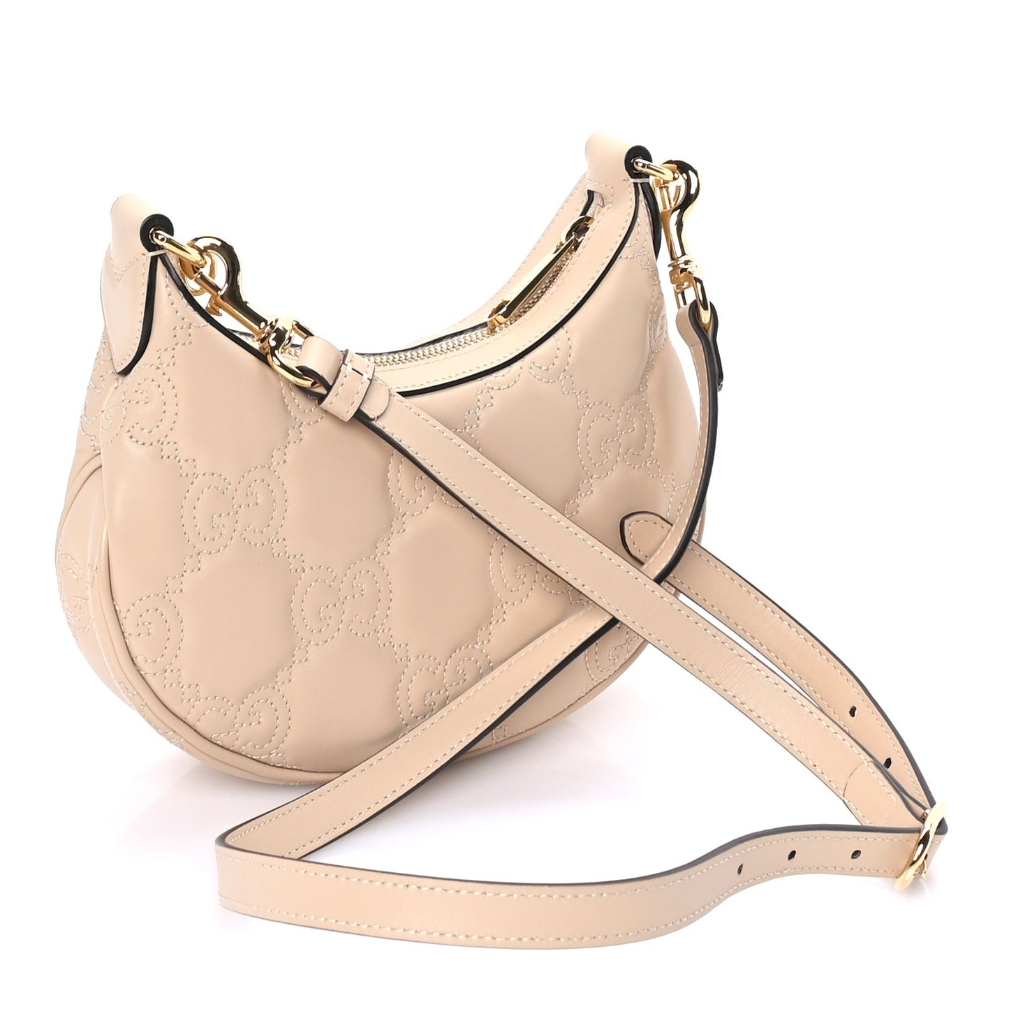 Calfskin GG Matelasse Mini Hobo Shoulder Bag  Beige