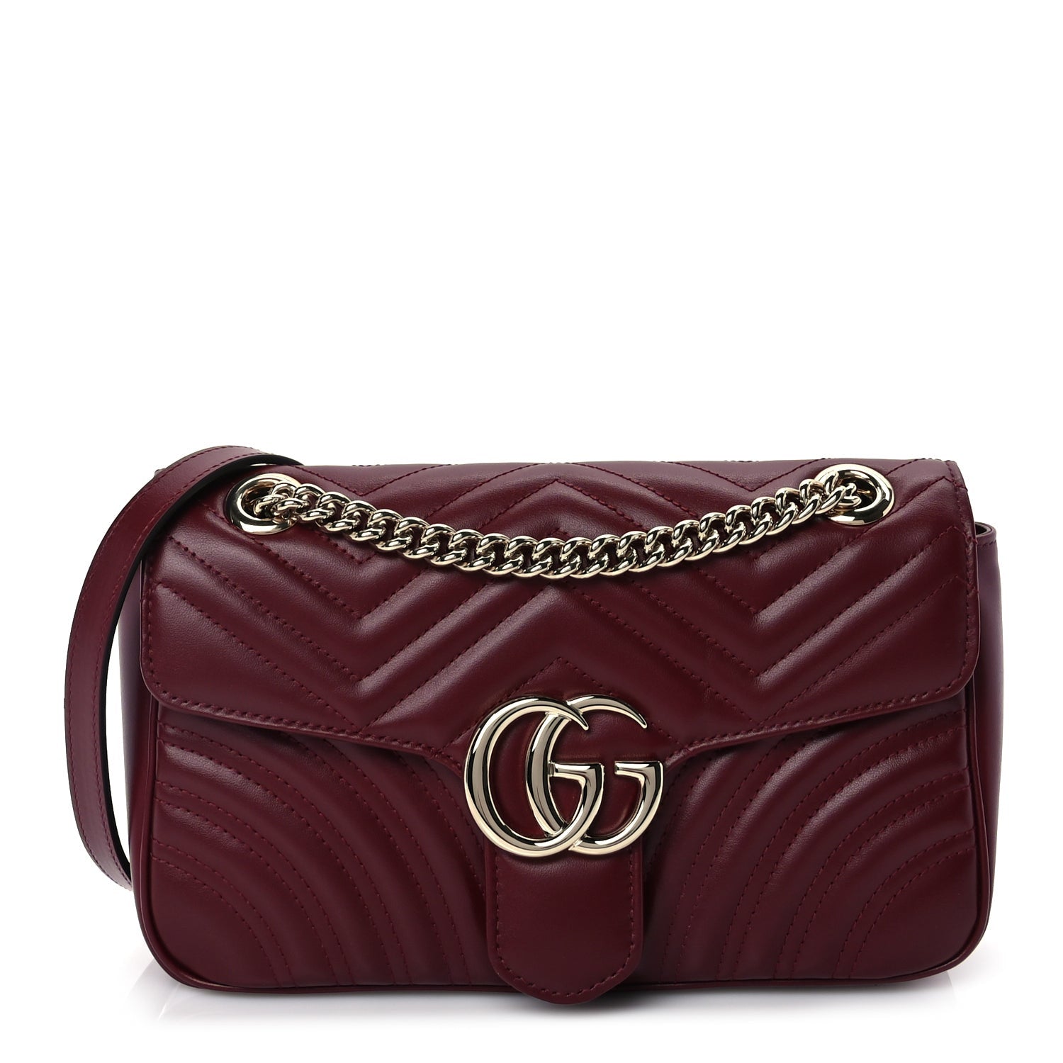 Gucci Calfskin Matelasse Small GG Marmont Shoulder Bag  Rosso Ancora 1 of 9