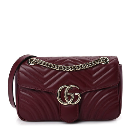 Gucci Calfskin Matelasse Small GG Marmont Shoulder Bag  Rosso Ancora 1 of 9