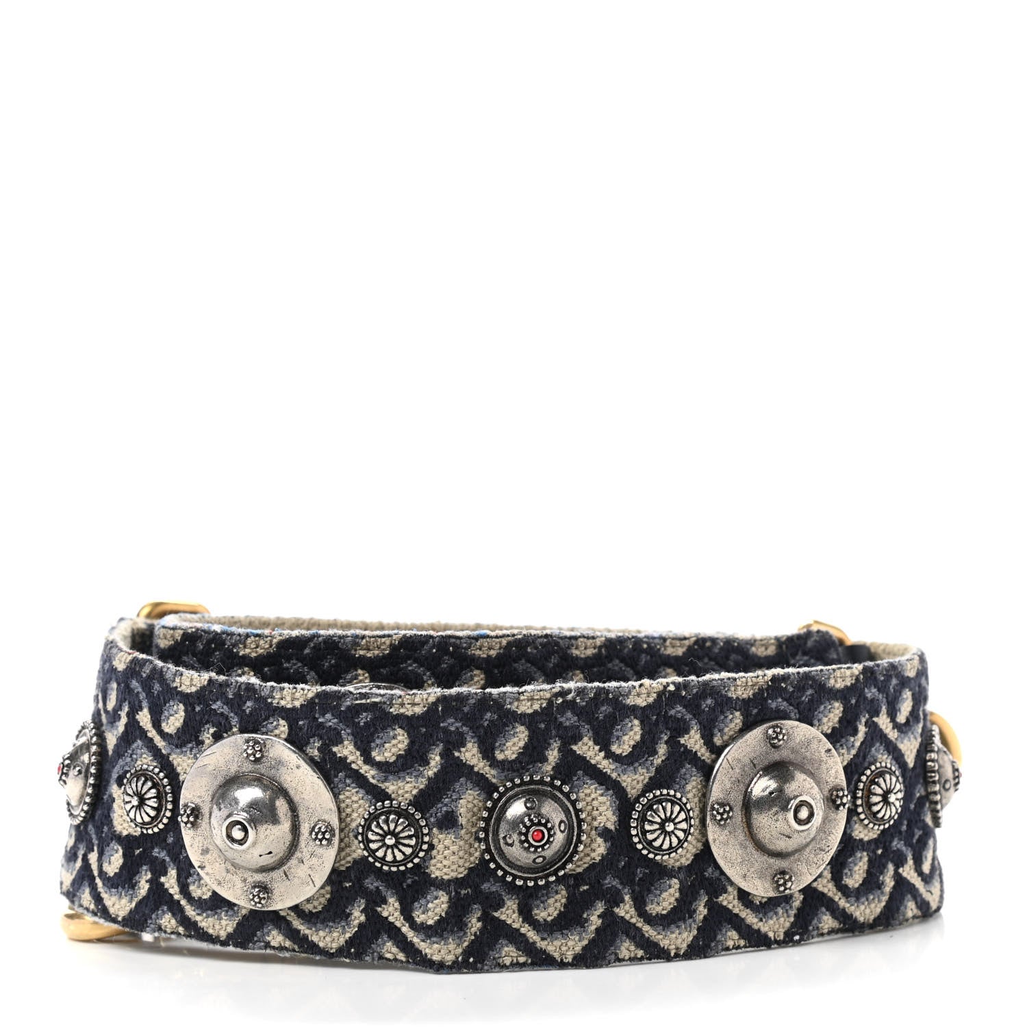 Christian Dior Oblique Studded Shoulder Strap Blue 2 of 4