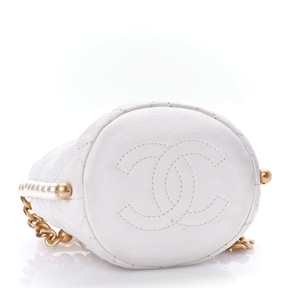 Chanel Calfskin Quilted Pearl Mini About Pearls Drawstring Bucket Bag White 3 of 10