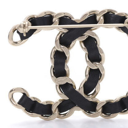 Chanel Lambskin Chain CC Brooch Black Gold 4 of 5
