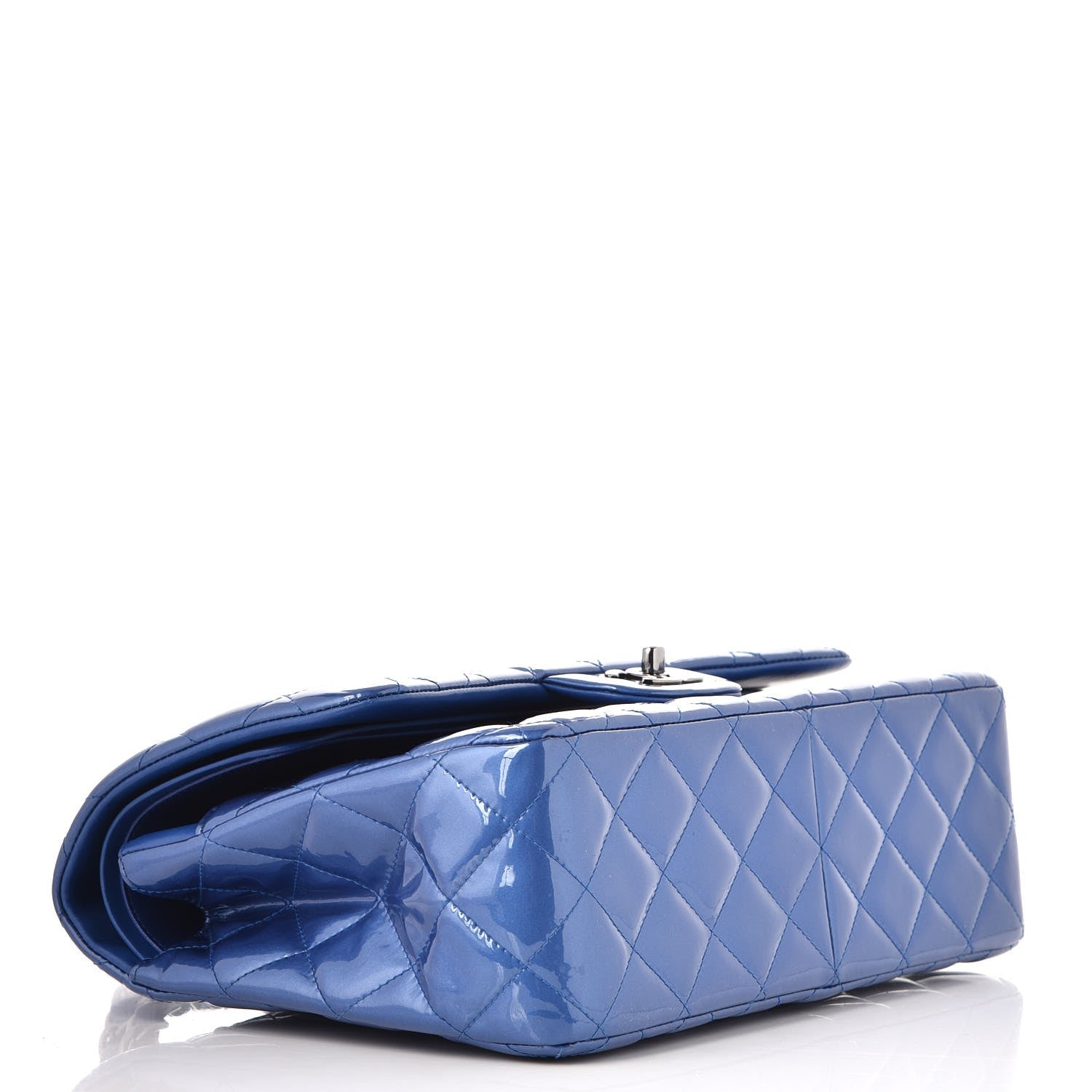 Chanel Patent Quilted Jumbo Double Flap Blue 5 of 9