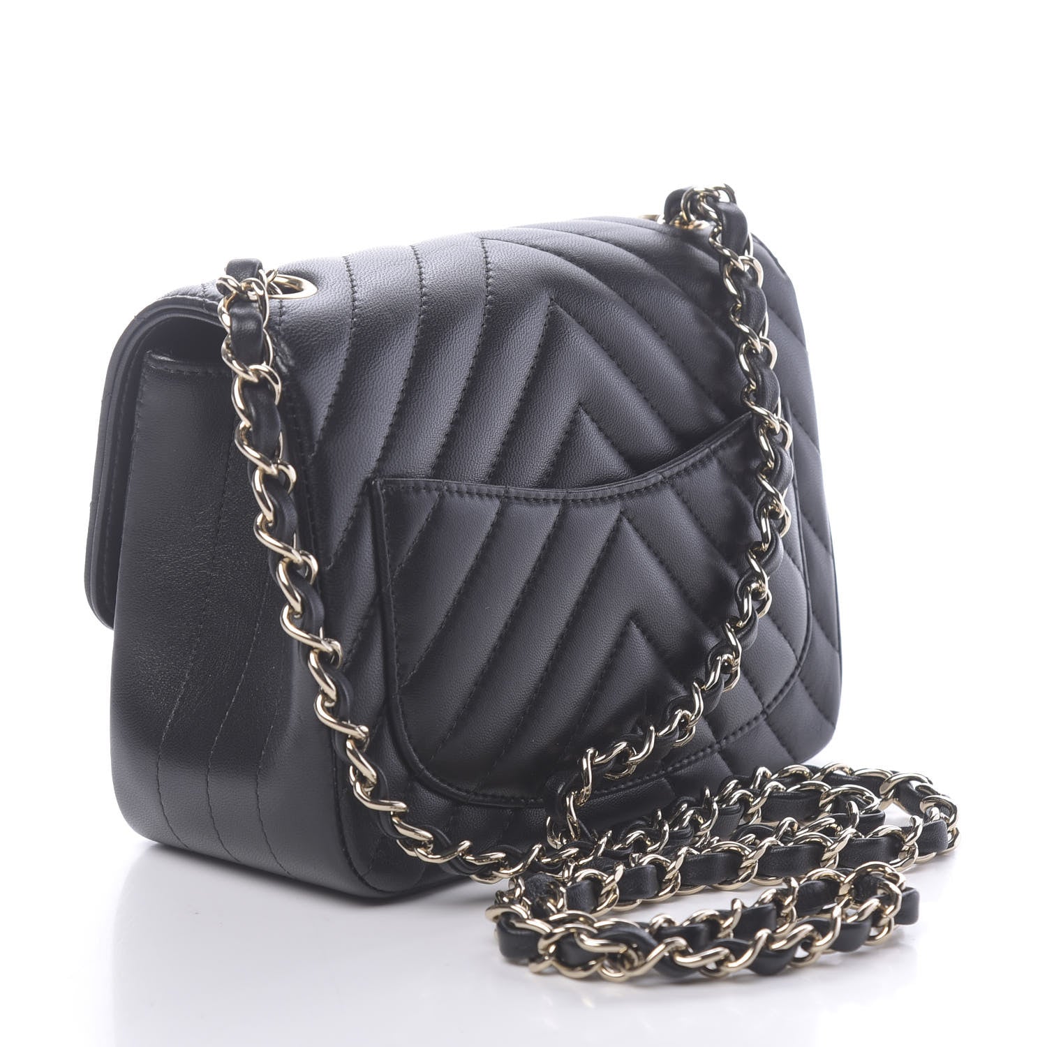 Chanel Lambskin Chevron Quilted Mini Square Flap Black 3 of 10