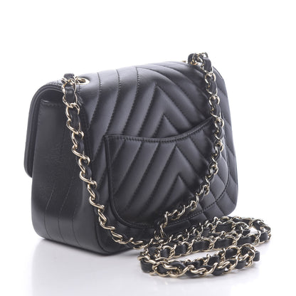 Chanel Lambskin Chevron Quilted Mini Square Flap Black 3 of 10