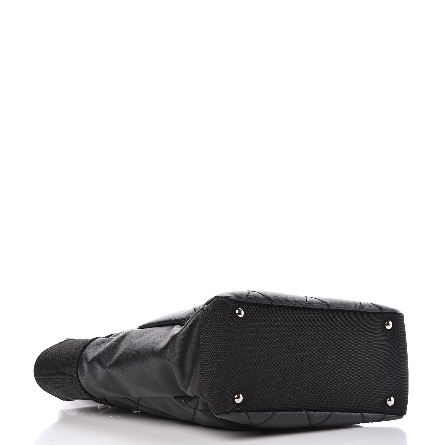 Chanel Coated Canvas Quilted Small Paris Biarritz Tote Black 4 of 10