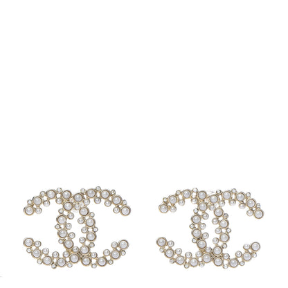 Chanel Pearl Crystal CC Earrings Gold 1 of 5