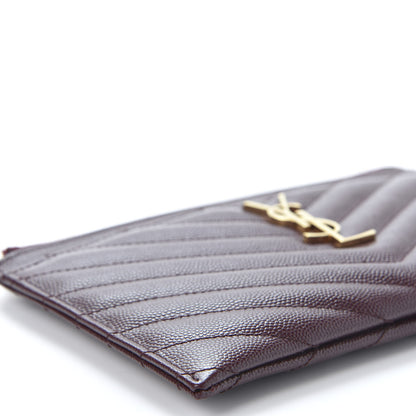 Saint Laurent Grain De Poudre Matelasse Chevron Monogram Bill Pouch Amaranto 5 of 9
