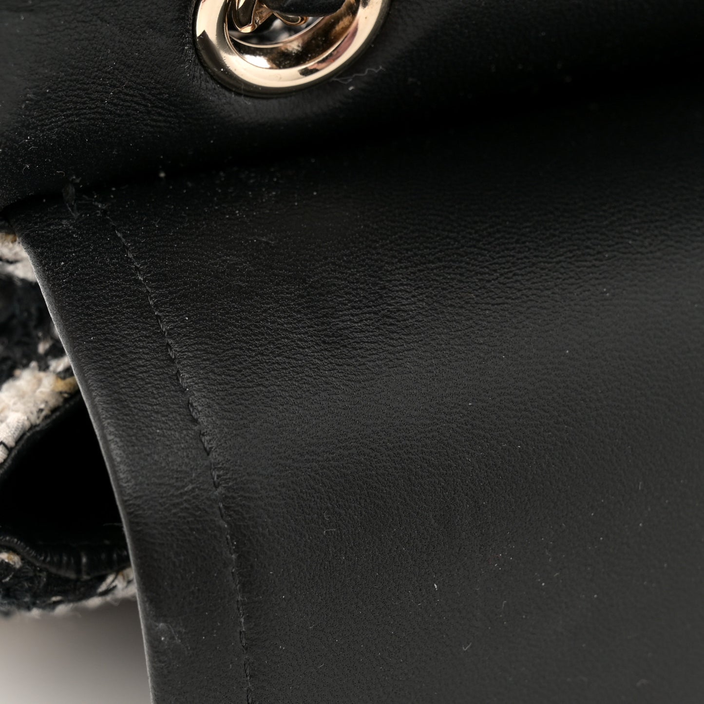 Tweed Quilted Medium Double Flap Black Ecru White