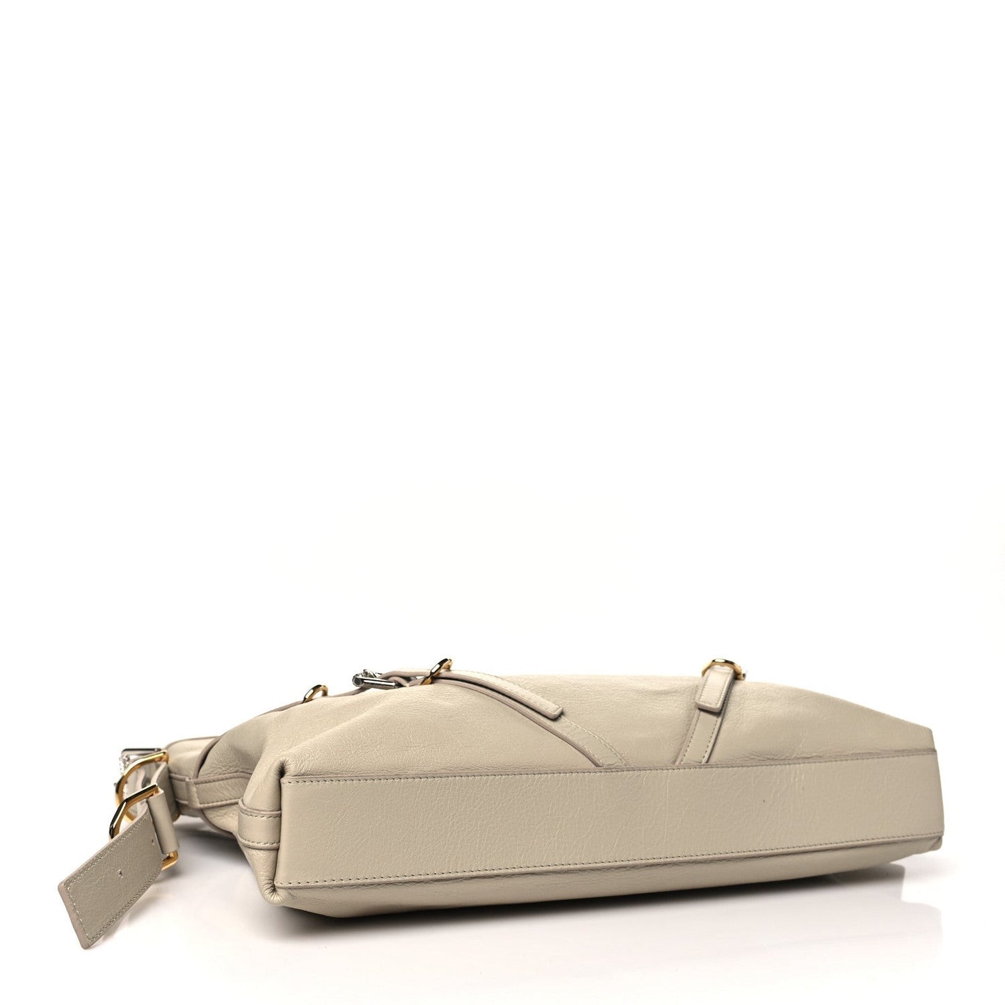 Tumbled Calfskin Medium Voyou Bag Natural Beige