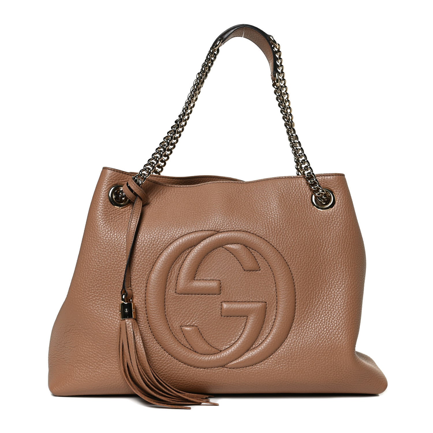 Gucci Pebbled Calfskin Medium Soho Chain Shoulder Bag Camelia 1 of 9