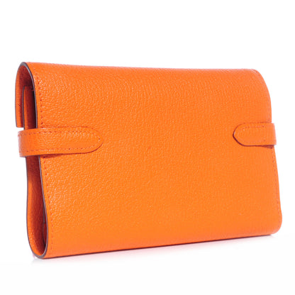 Hermes Chevre Mysore Medium Kelly Wallet Orange 2 of 9