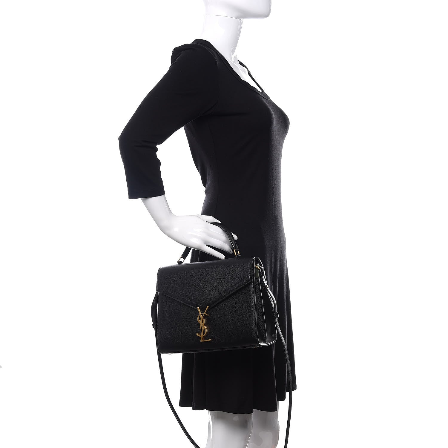 Saint Laurent Grain de Poudre Medium Classic Monogram Cassandra Top Handle Black Rouge Legion 3 of 11