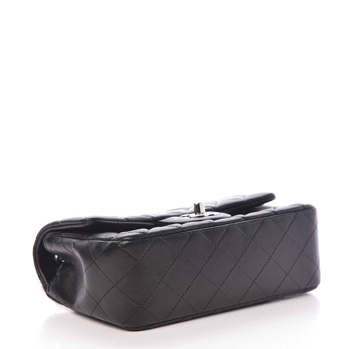 Lambskin Quilted Mini Rectangular Flap Black