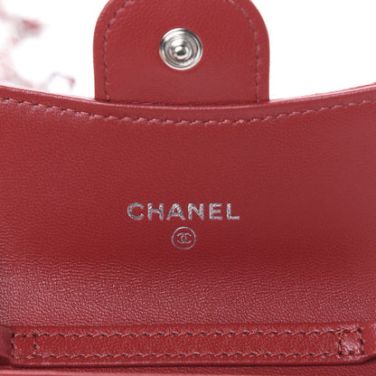 Chanel Lambskin Quilted Flap Card Holder On Chain Dark Red 5 of 10