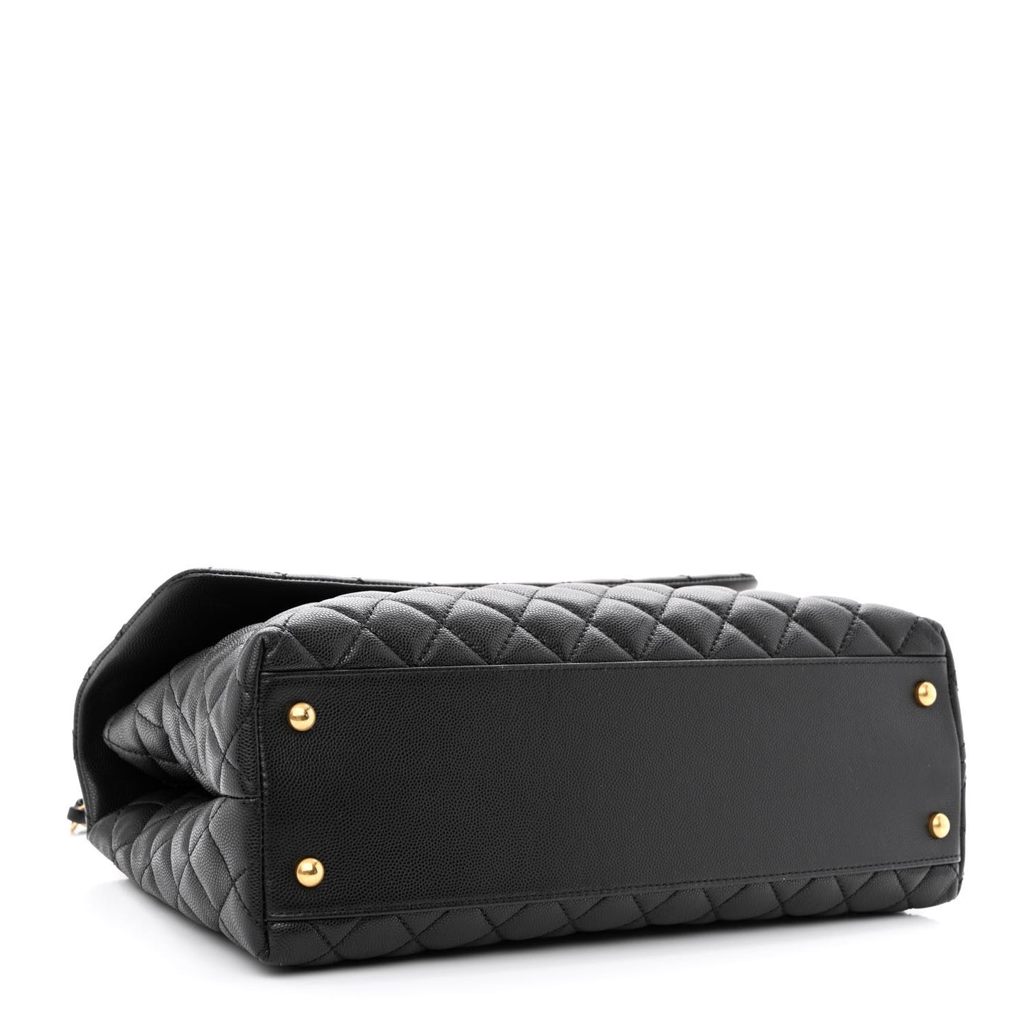 Caviar Lizard Quilted Medium Coco Handle Flap Black