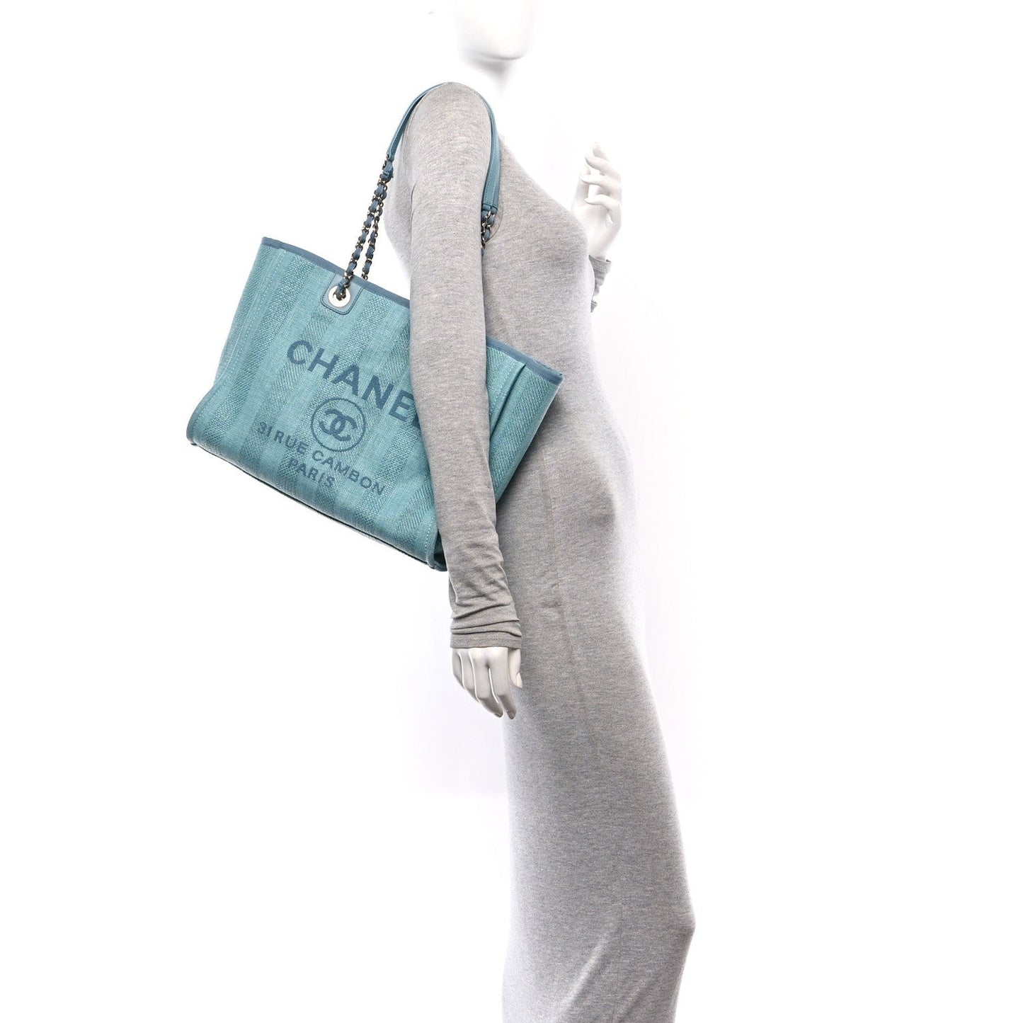 Mixed Fibers Striped Small Deauville Tote Blue