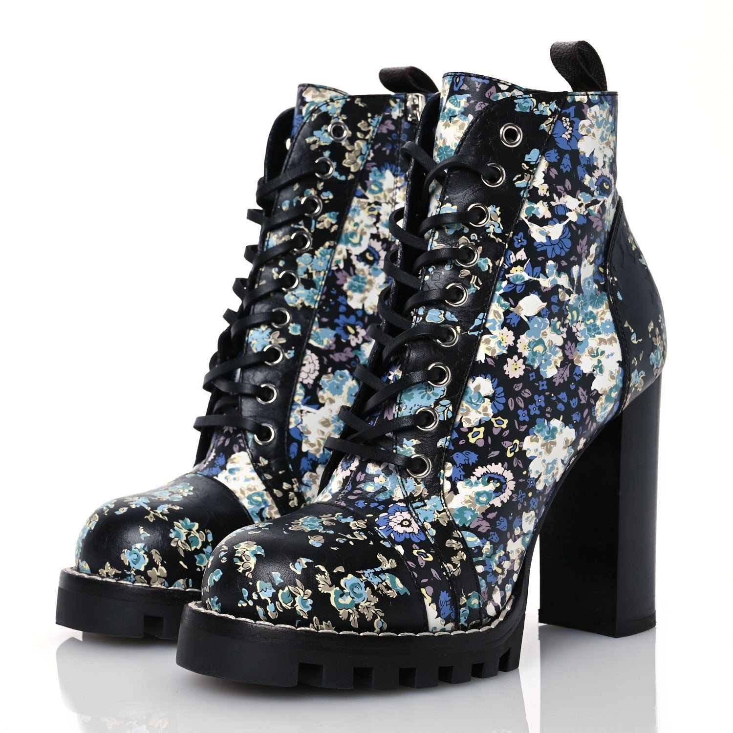 Louis Vuitton Calfskin Floral Star Trail Ankle Boots Black 3 of 7