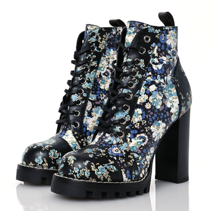 Louis Vuitton Calfskin Floral Star Trail Ankle Boots Black 3 of 7
